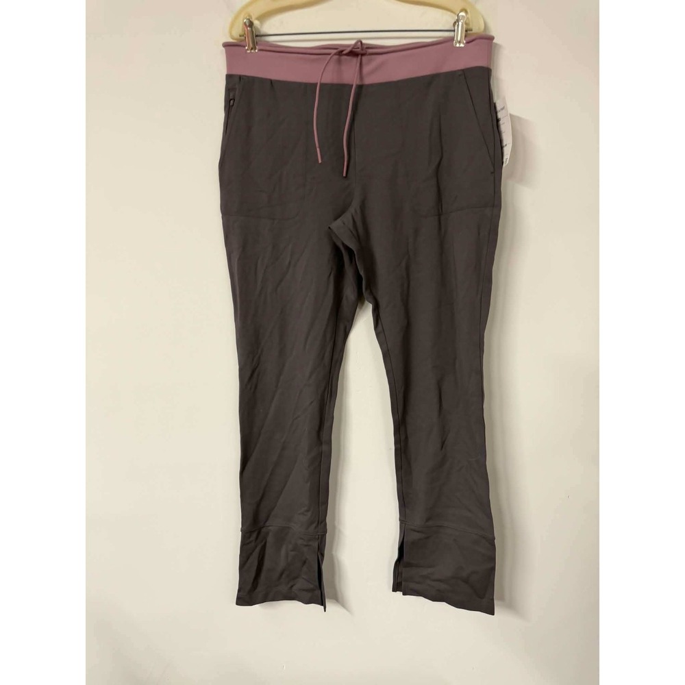 Athleta Womens L Gray Hermosa Pant Skinny Mid Rise Split Hem Ponte 599720